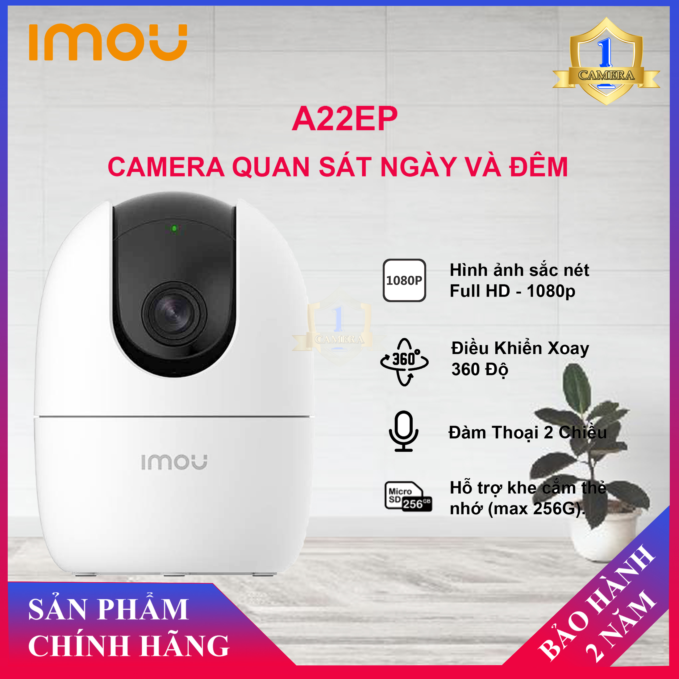 [HCM][CHÍNH HÃNG]Camera Wifi IMOU IPC-A22EP-A 2.0 Megapixel Tích Hợp Phát Sóng Wifi Báo Trộm Và Phát Hiện Chuyển Động Âm Thanh 2 Chiều - Camera Số 1