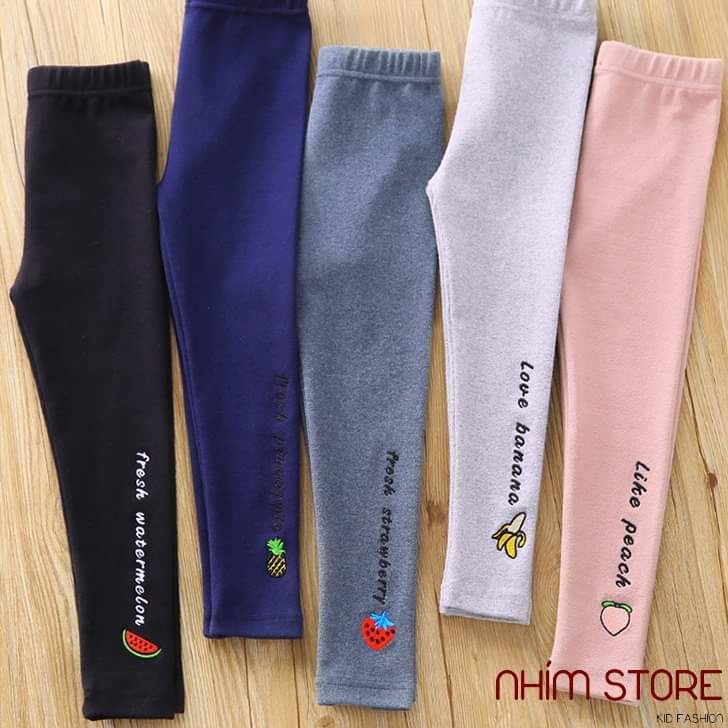 Quần legging thêu hoa quả cho bé gái-Size 8: 20 - 22 kg