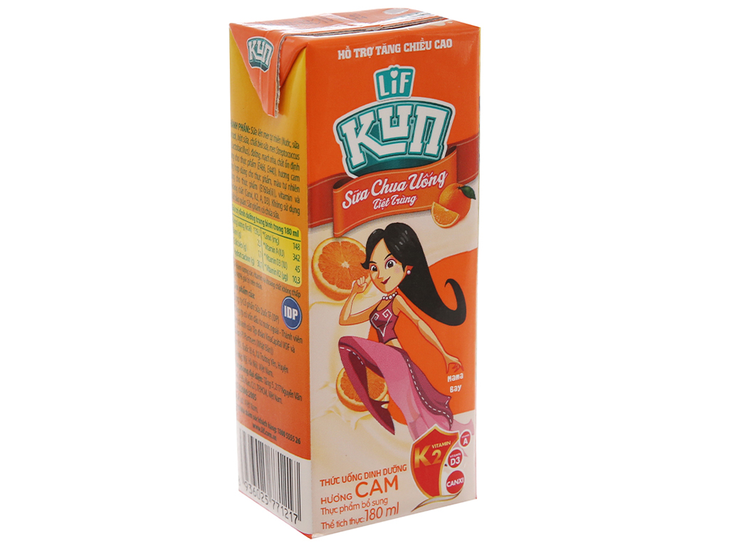 [Thùng 48 Hộp] Sữa Chua Uống Kun Hương Cam 180ml