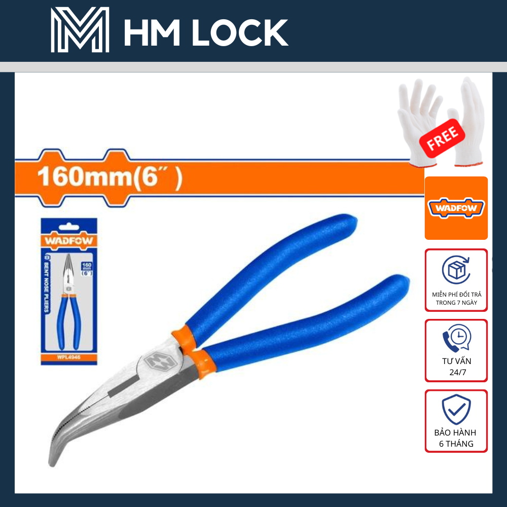 Kềm mũi cong 6, 8 inch wadfow - hàng chính hãng - wpl4946 - wpl4948 - hm lock