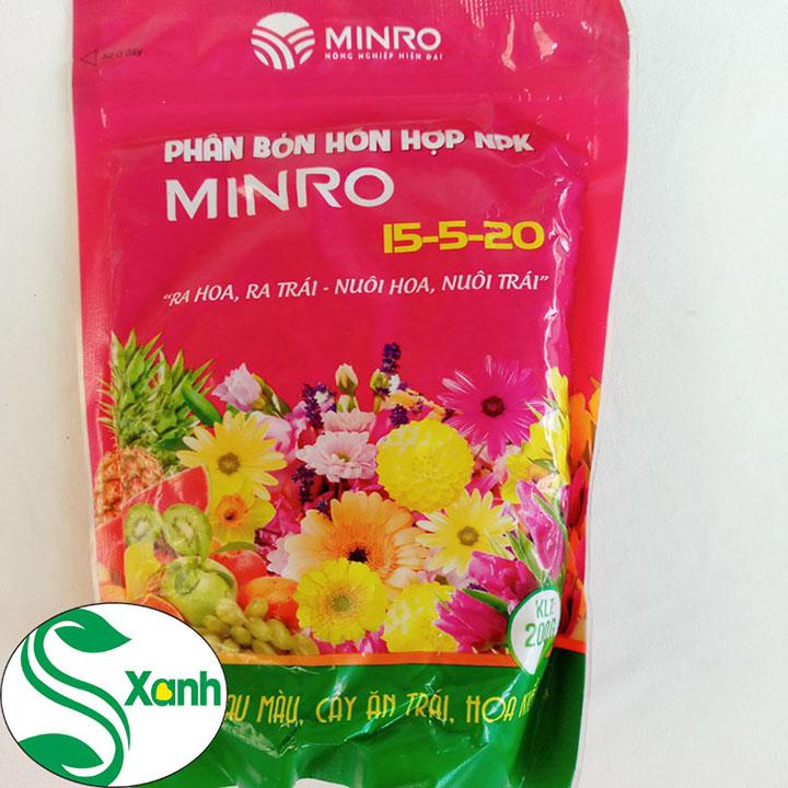 200gr phân bón hỗn hợp npk minro 15-5-20 ra hoa - đậu trái