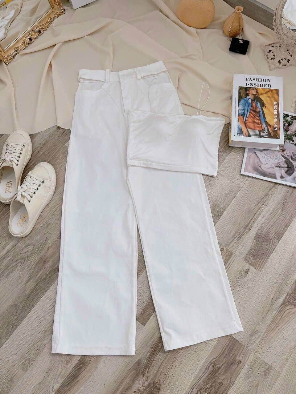 Quần baggy jean ống rộng khoét eo siêu hot hit-jt