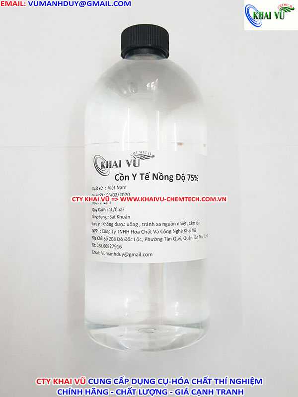 [Y tế-kiểm định] Chai 1 Lít Cồn y tế 75 độ sát khuẩn, rửa tay