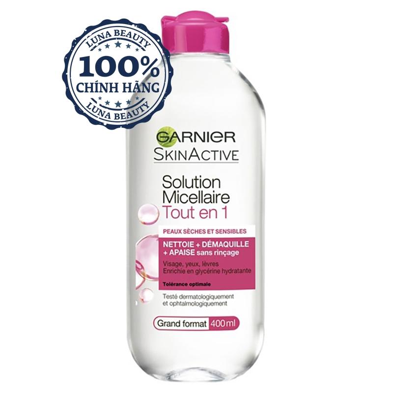 Nước Tẩy Trang Garnier Skin Active Solution Micellaire Hồng Đậm 400ml