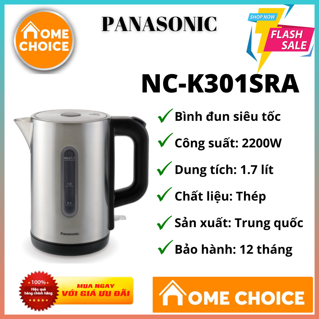 Bình đun siêu tốc Panasonic NC-K301SRA