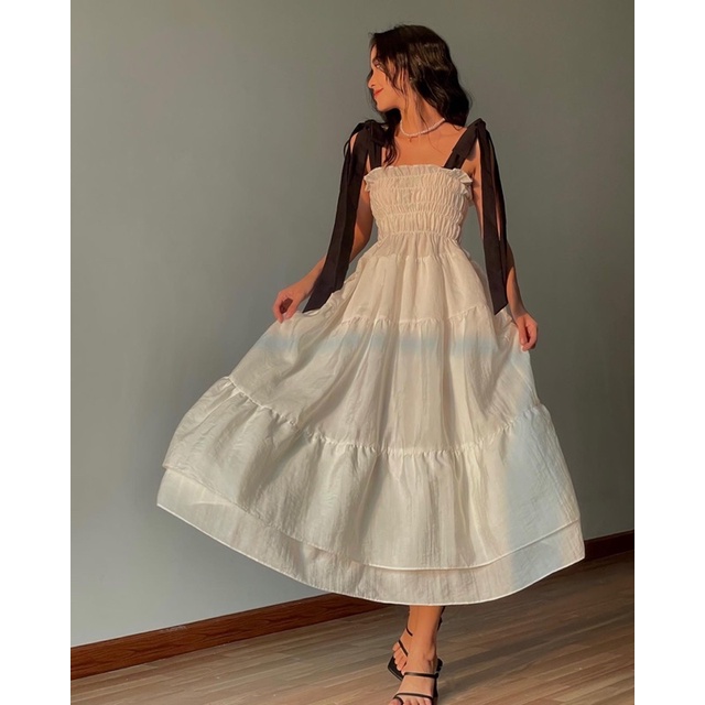 [Nhập mã LAZFASHION34-giảm 15% tối đa 99k/600k]SAP-Đầm phồng cột dây nơ dài