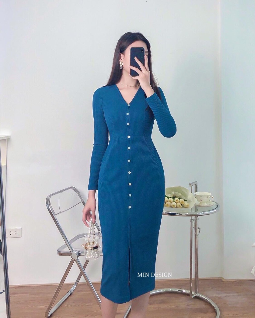 Váy len cổ tim MIN DESIGN