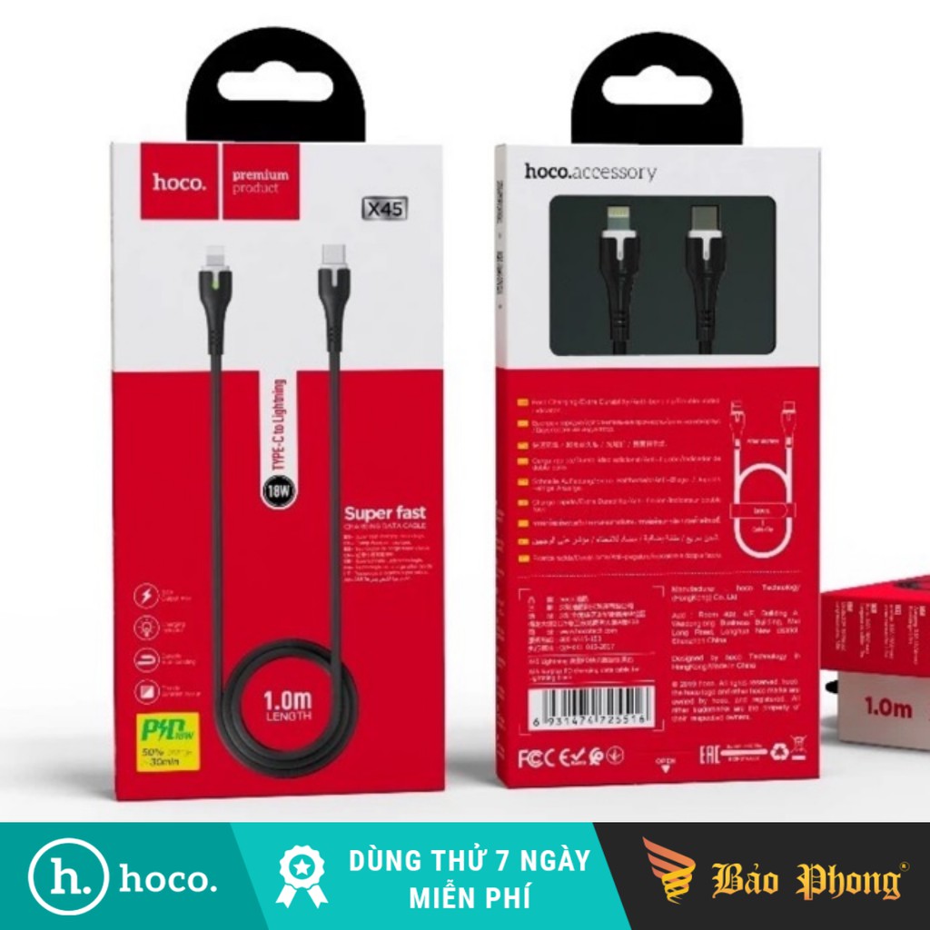 Cáp sạc nhanh PD dành cho iPhone / iPad HOCO X45 TypeC to Lightning dài 1M