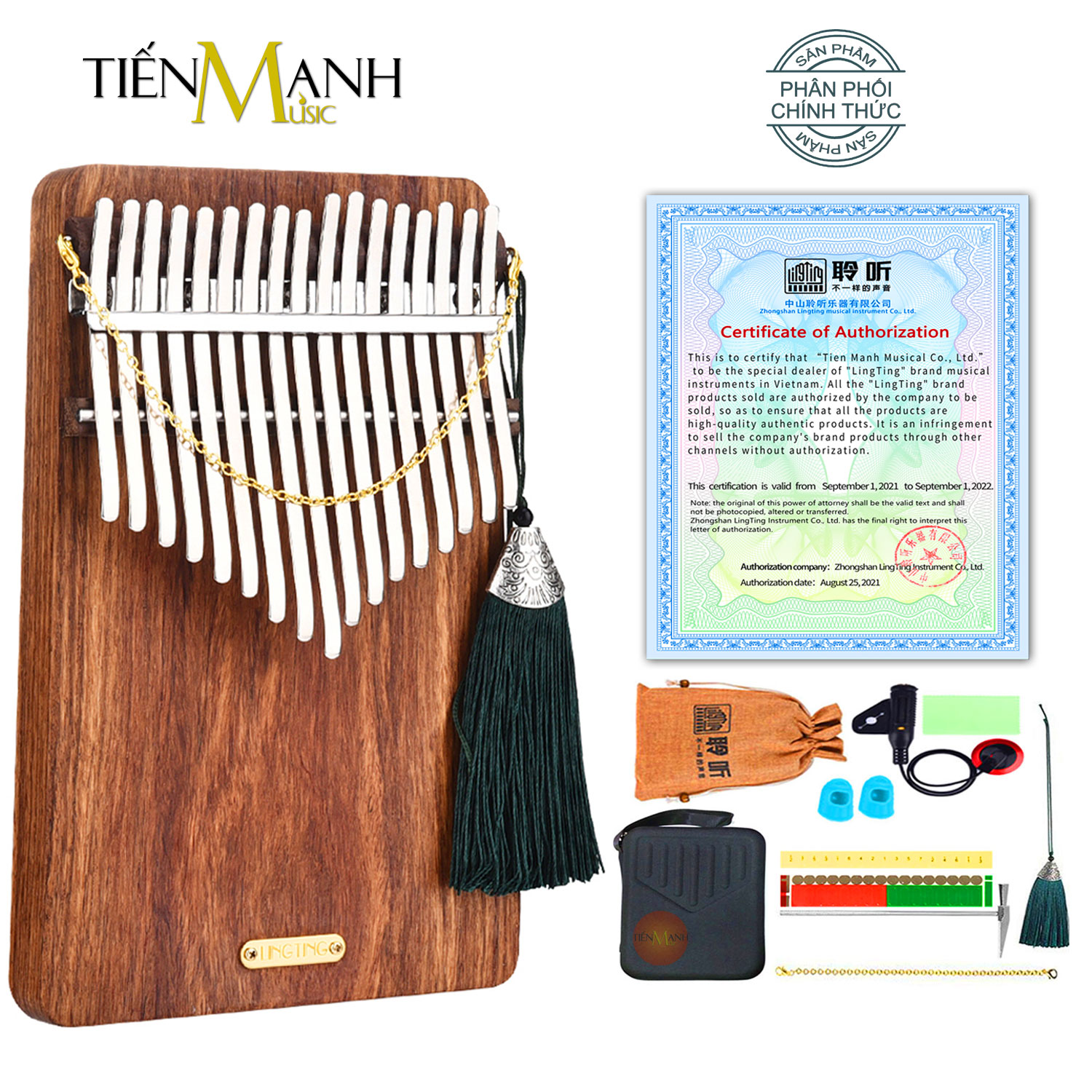 Piano kalimba lingting 17 keys K17P (Wood element men lt-k17p)-Full accessories