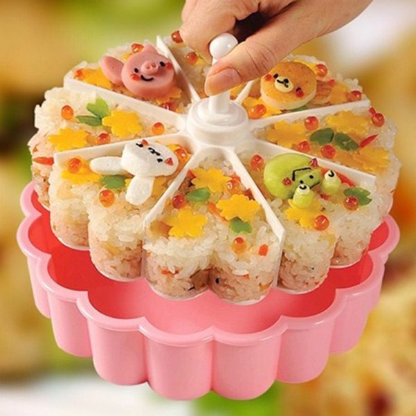 Khuôn Chia Xôi Khuôn xôi hình hoa tách miếng 8 ngăn, Khuôn đa năng làm thạch rau câu,cơm, bánh - 8 ngăn, Khuôn nhựa tròn 8 ngăn 18.5cm dùng đổ thạch rau câu siêu đẹp, chia xôi hoa đậu