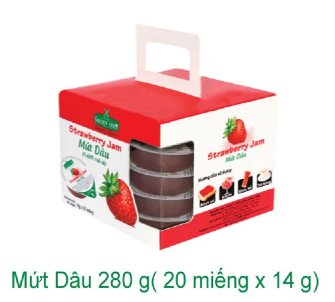 [280g (Hộp Vuông)] MỨT DÂU [VN] GOLDEN FARM Strawberry Jam (bph-hk)