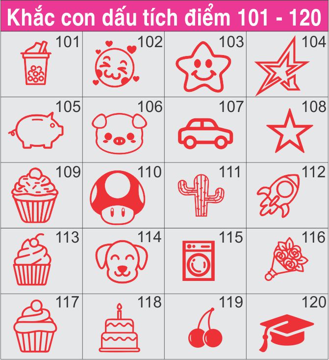 Khắc con dấu logo tích điểm (101-120)