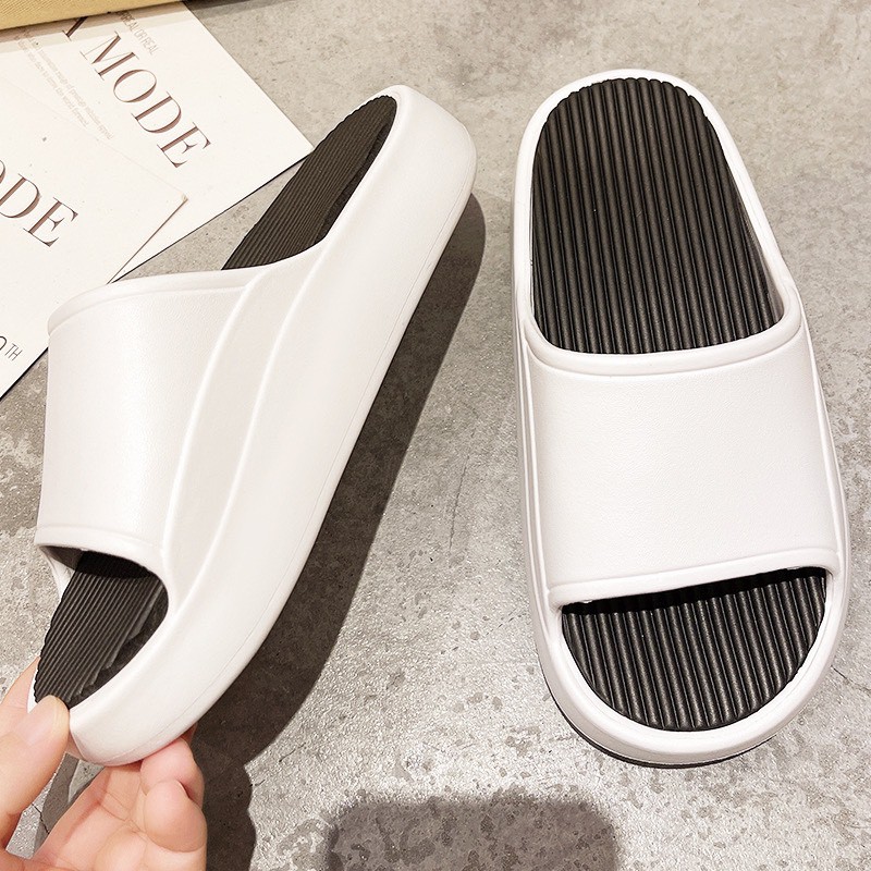 Dép quai ngang nam nữ độn đế 5cm họa tiét trơn nhựa EVA cao cấp phong cách ulzzang Hàn Quốc siêu Hot đi cực êm chân chống trơn trượt tốt TH Store