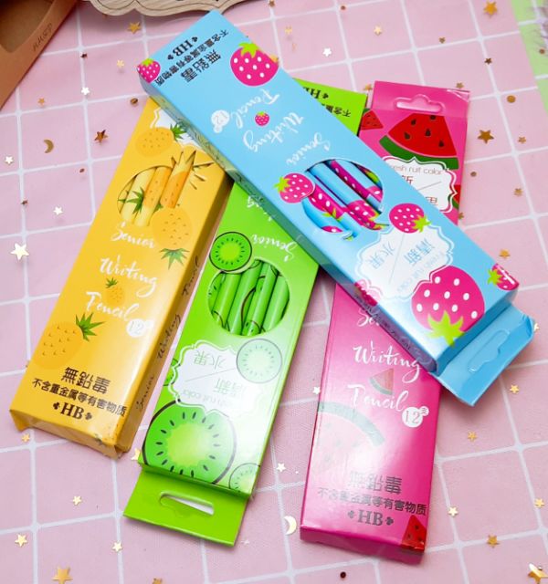 Hộp bút chì hoa quả 12 chiếc