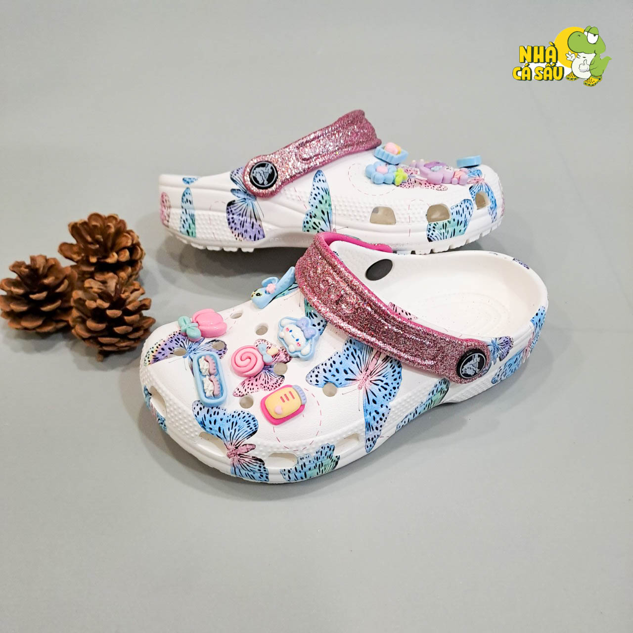 Cross Classic toddler butterfly high cable shoes for girls with Jibbitz stickers children's flip flops baby girls butterfly pattern printing slippers cross pattern slippers for baby boys girls crocodile
