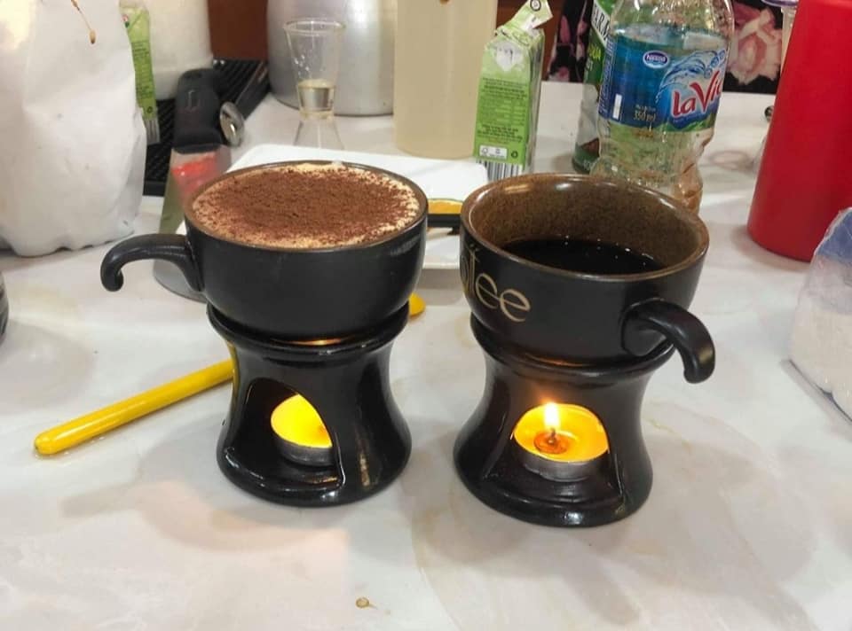 Bộ cốc + bếp hâm nóng cafe 5 bộ