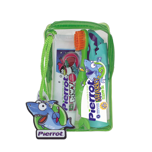 Set Bàn chải đánh răng trẻ em Pierrot SHARKY kèm túi nhựa