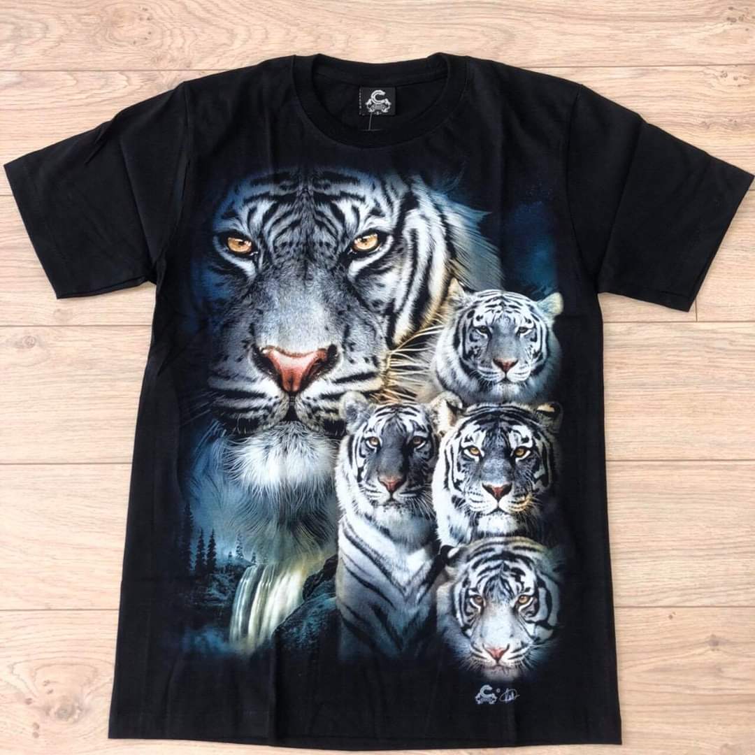[HCM]Áo thun nam 3D in hình 5 Cọp Trắng độc đẹp sắc nét không phai màu k giặt dính vải dày mịn mát