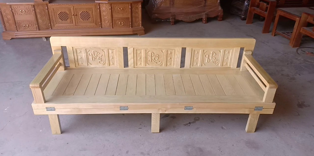[Trả góp 0%] Ghế gấp thành giường gỗ sồi nga 1m2