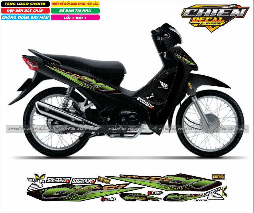 Tem rời xe wave anpha 110cc - 100cc - 50cc chế mẫu zin nhiều màu lựa chọn (tem 3 lớp cao cấp)