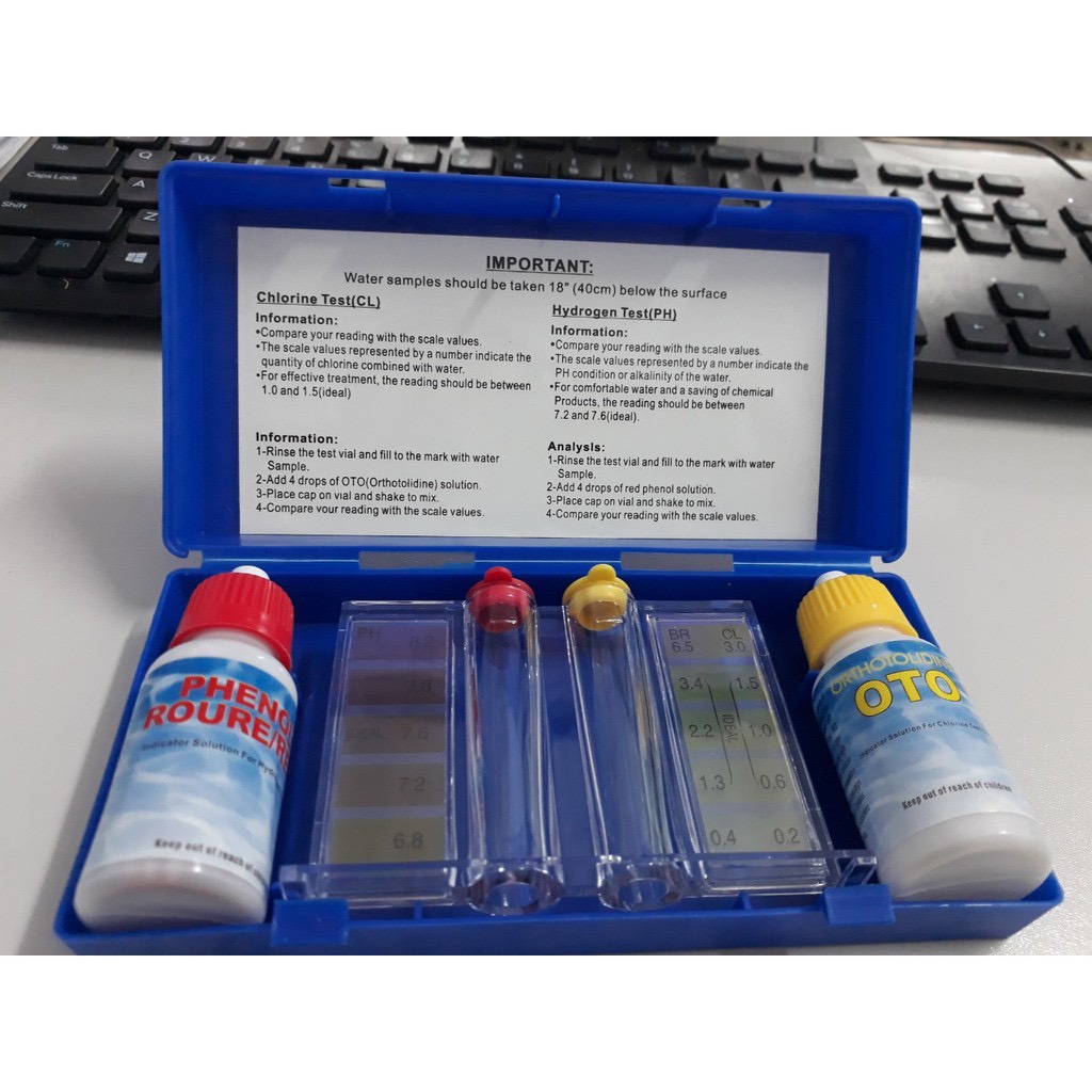 Bộ test nước hồ bơi, kiểm tra độ PH và Clo
