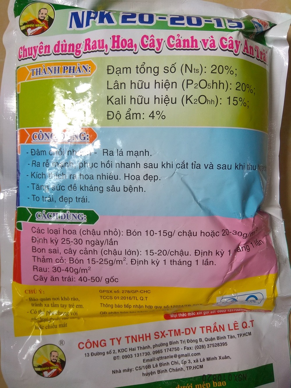 Phân bón NPK 20-20-15 BIOMAX - gói 1 kg