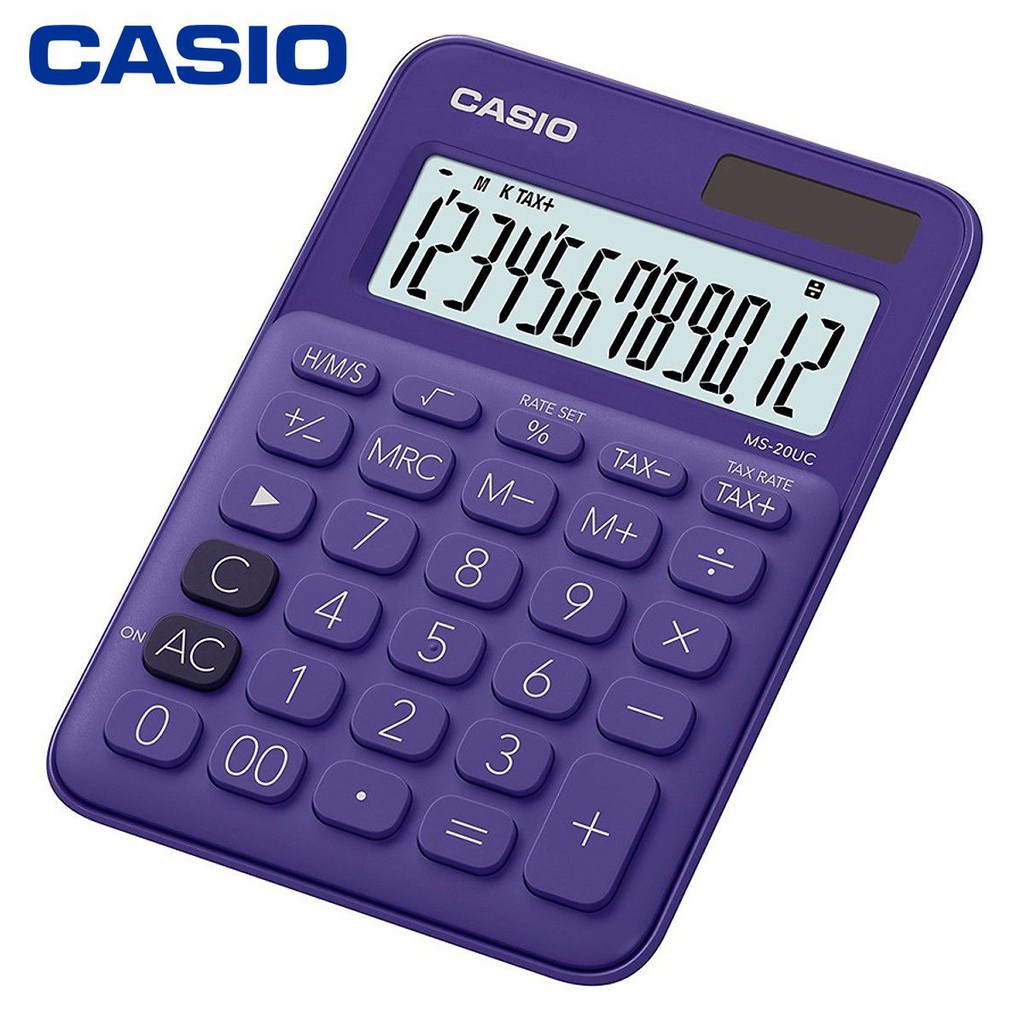 Máy tính tiền nhiều sắc màu casio ms-20uc-pl-tím chính hãng-tím bảo hành 7 năm qrcode