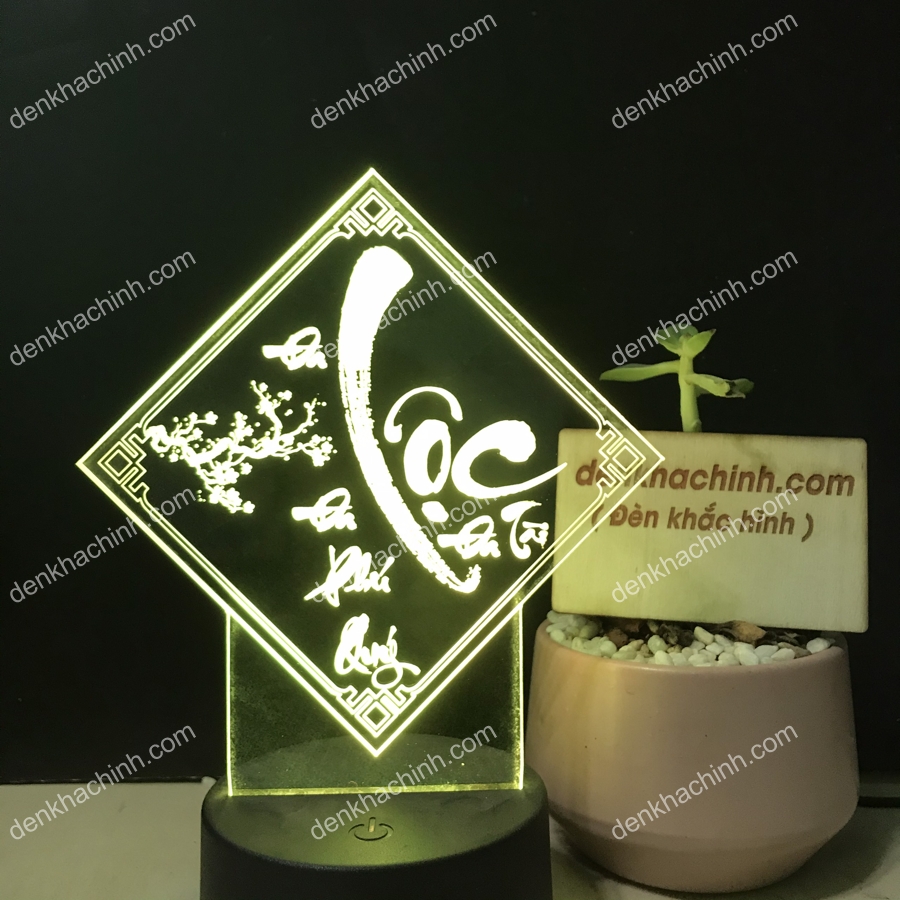 Đèn Led 3D trang trí Thư pháp CHỮ LỘC – Qùa Tặng Độc Đáo, Đèn Trang Trí, Đèn Để Bàn, Đèn Phòng Ngủ, Thiết Kế Khắc Hình Theo Yêu Cầu