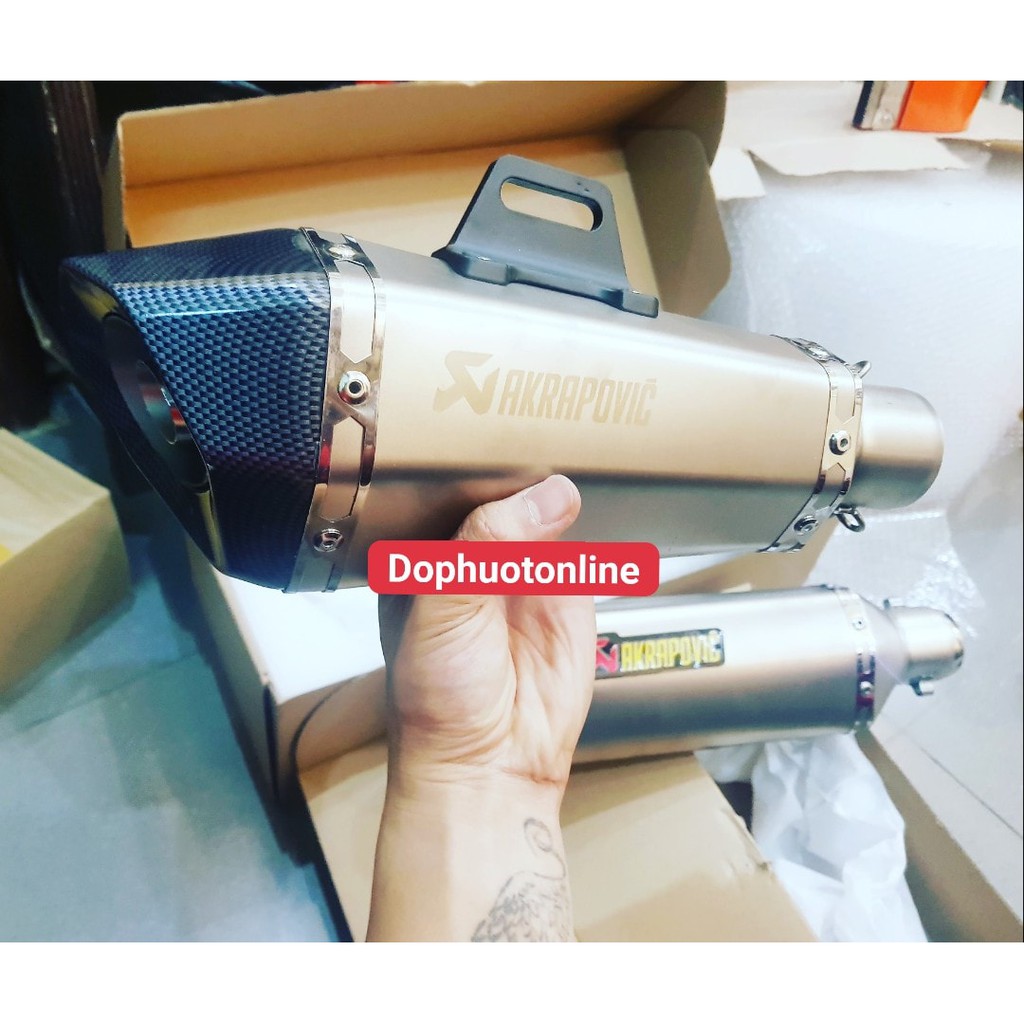 Lon Pô Akrapovic Đùi Gà Bạc - Tem Lazer, Siêu Trầm 