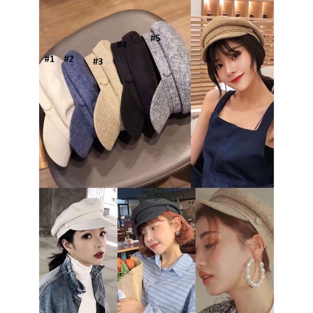 mũ baret muối tiêu/ nón nồi thời trang hàn quốc