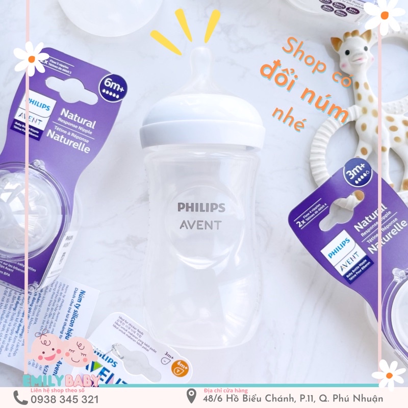 Bình sữa Avent Natural 125/260/330ml núm tùy chọn