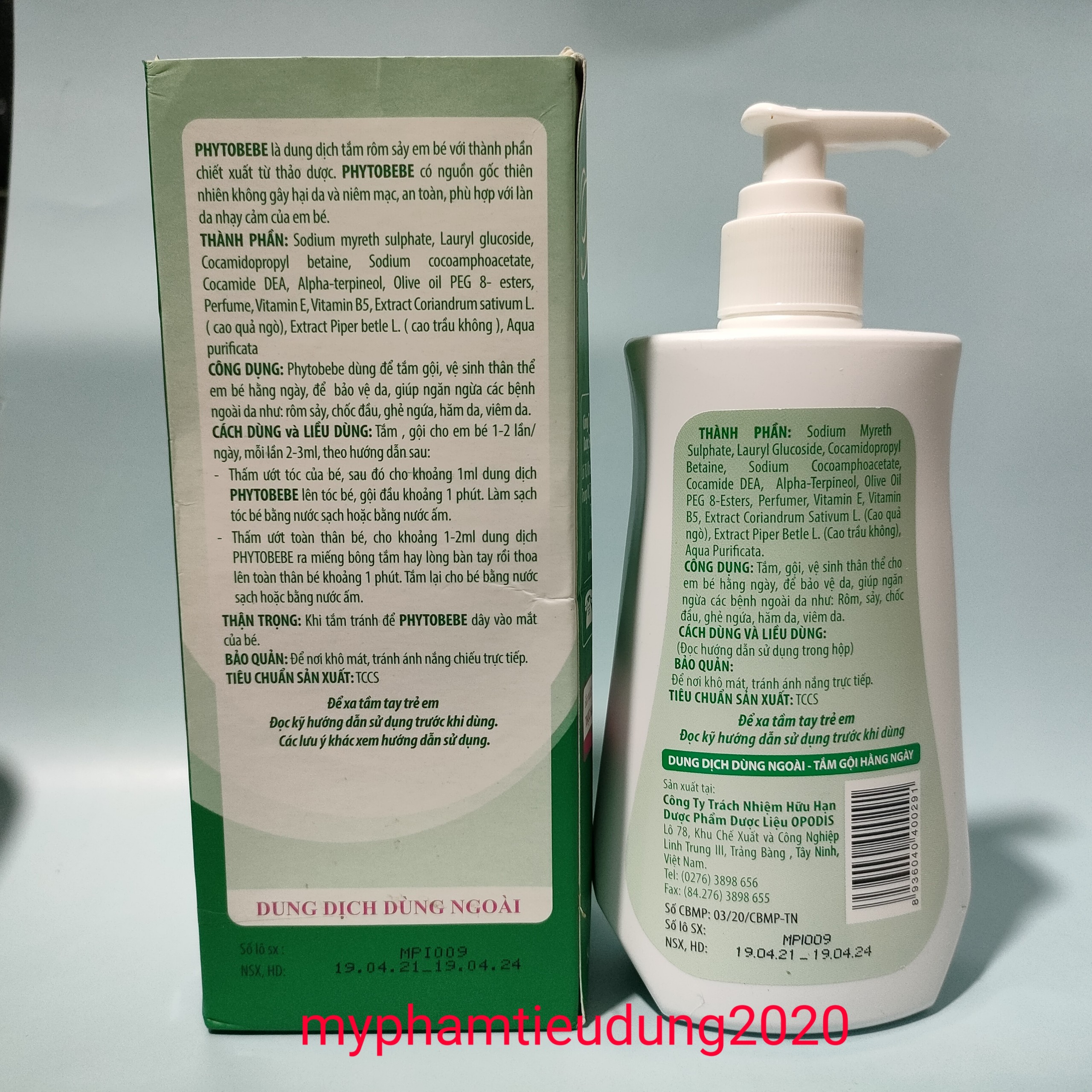Sữa tắm gội em bé Phytobebe rôm sảy 250ml