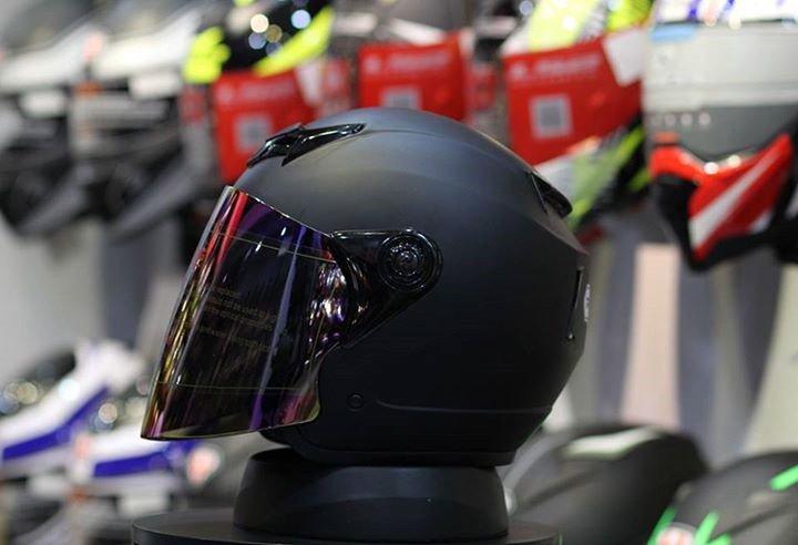 [HCM]Nón Bảo Hiểm Phượt Mẫu Mới - Mũ Bảo Hiểm 3/4 Có Kính - Napoli N039 (đen nhám kính trắng  )