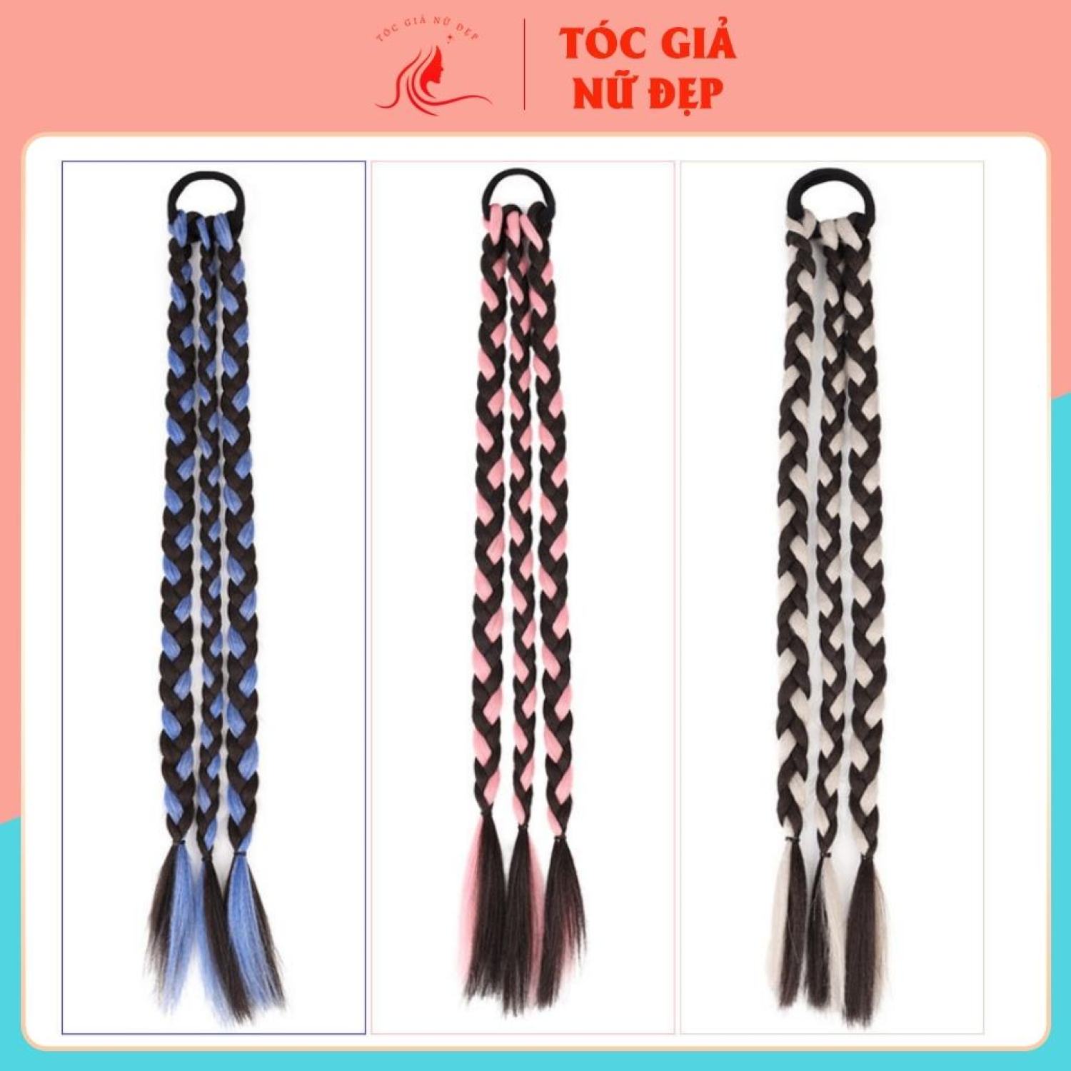 Dây cột tóc 3 bính phối line màu mã QJM360
