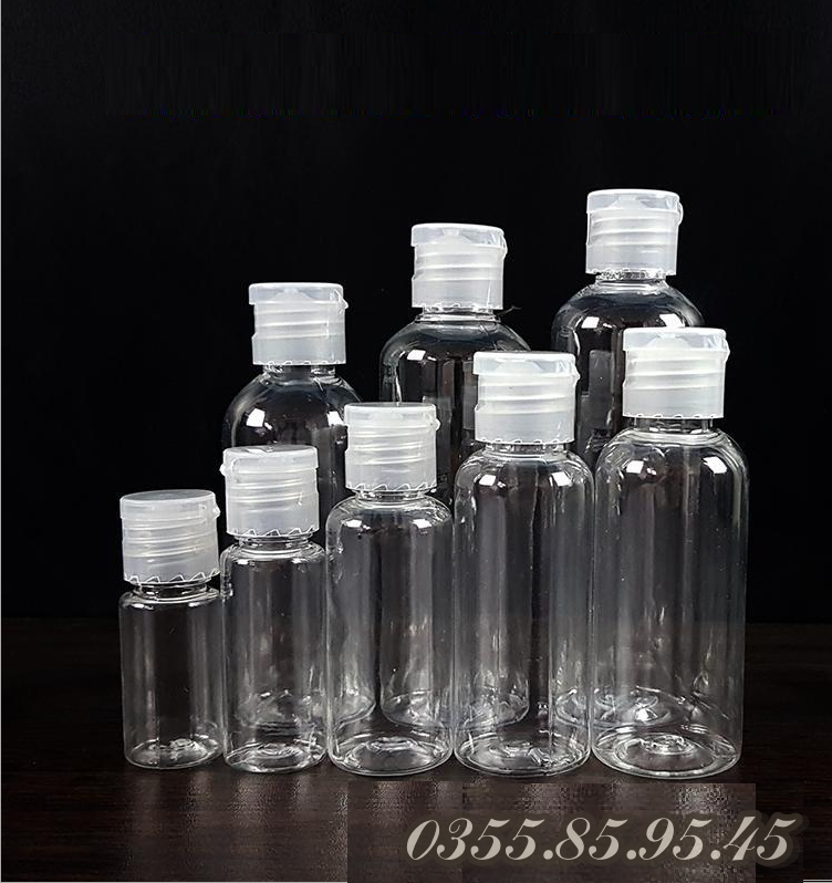 50 Chai nhựa trong nắp bật 5ml / 10ml / 15ml / 20ml / 30ml / 50ml / 80ml / 100ml - Lọ chiết mỹ phẩm du lịch