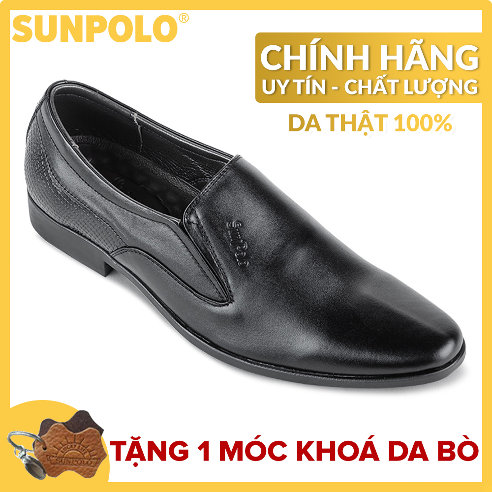 Giày tây nam da bò SUNPOLO S500DN (Đen, Nâu) + Tặng Móc Khóa Da Bò
