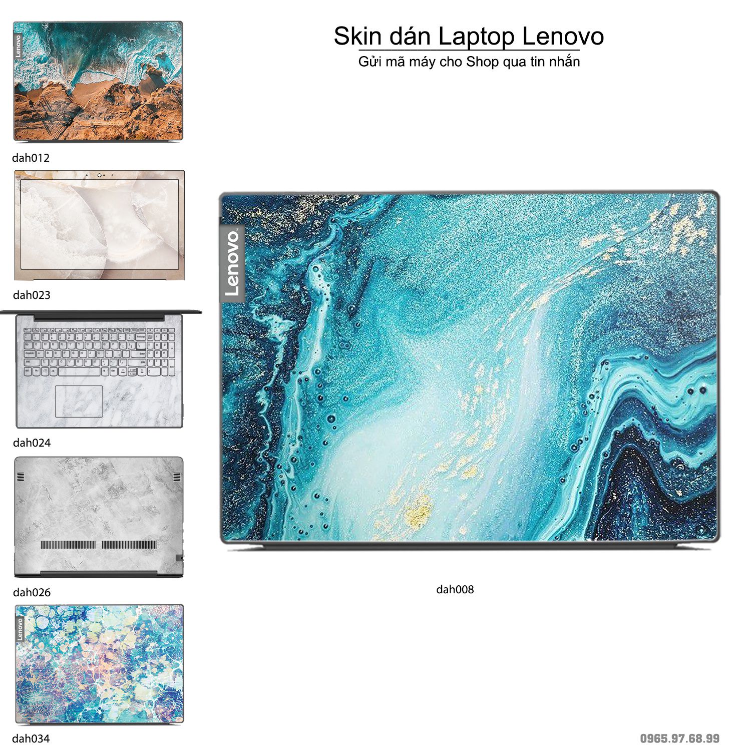 Decal Skin dán Laptop Lenovo mẫu vân đá (inbox mã máy cho shop)