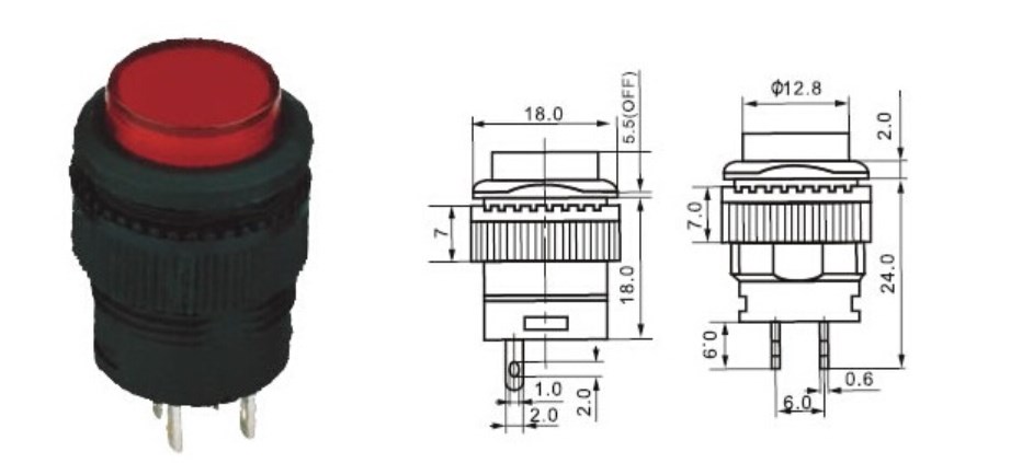 R16-503AD Nút nhấn tự giữ 16mm 3A 250V