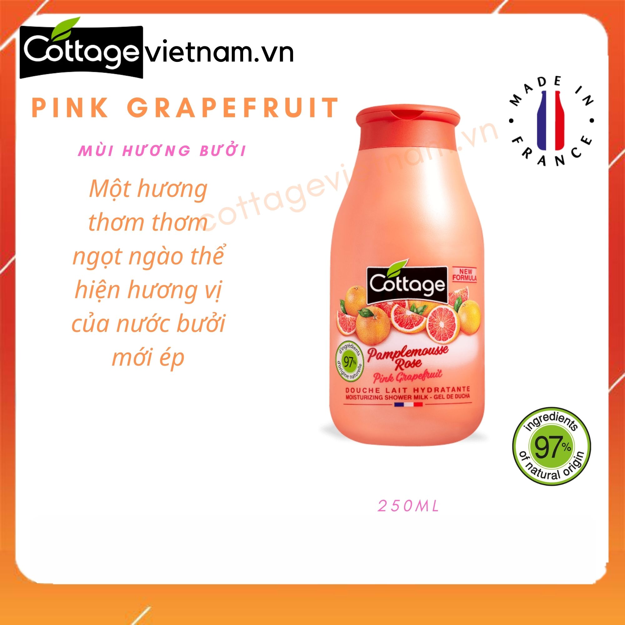[Chai nhỏ 250ml-Đủ mùi]-Sữa tắm Cottage chính hãng của Pháp