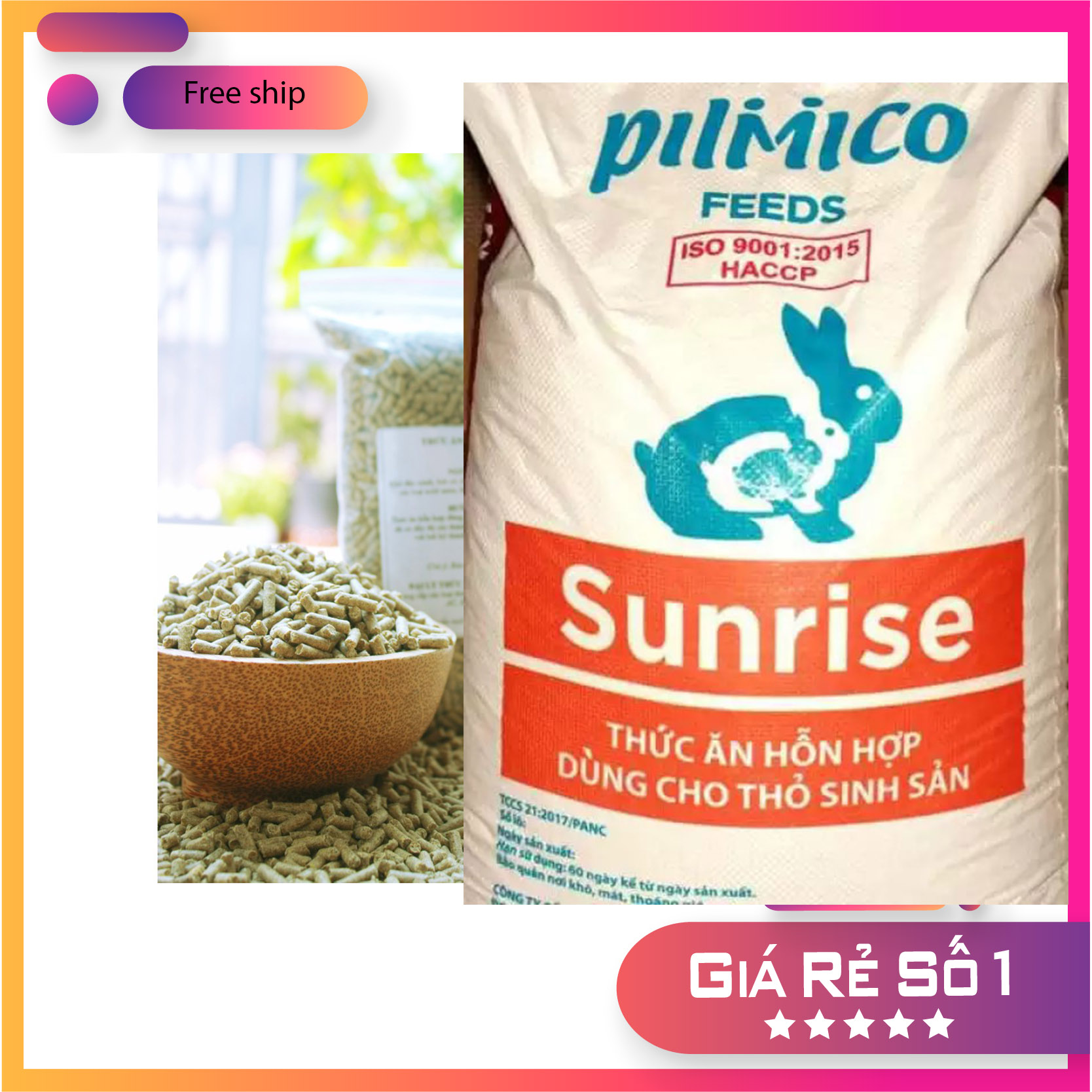 [Giá rẻ] Thức ăn cho (bọ ú, chuột lang), thỏ 1kg (Cám thỏ) 1kg pilmico