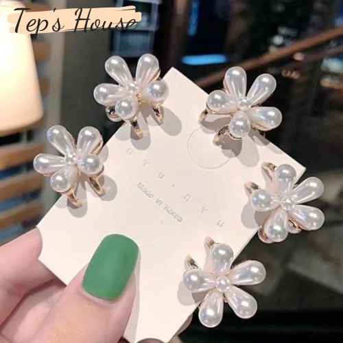 Kẹp tóc ngọc trai hoa 5 cánh dễ thương Hàn Quốc