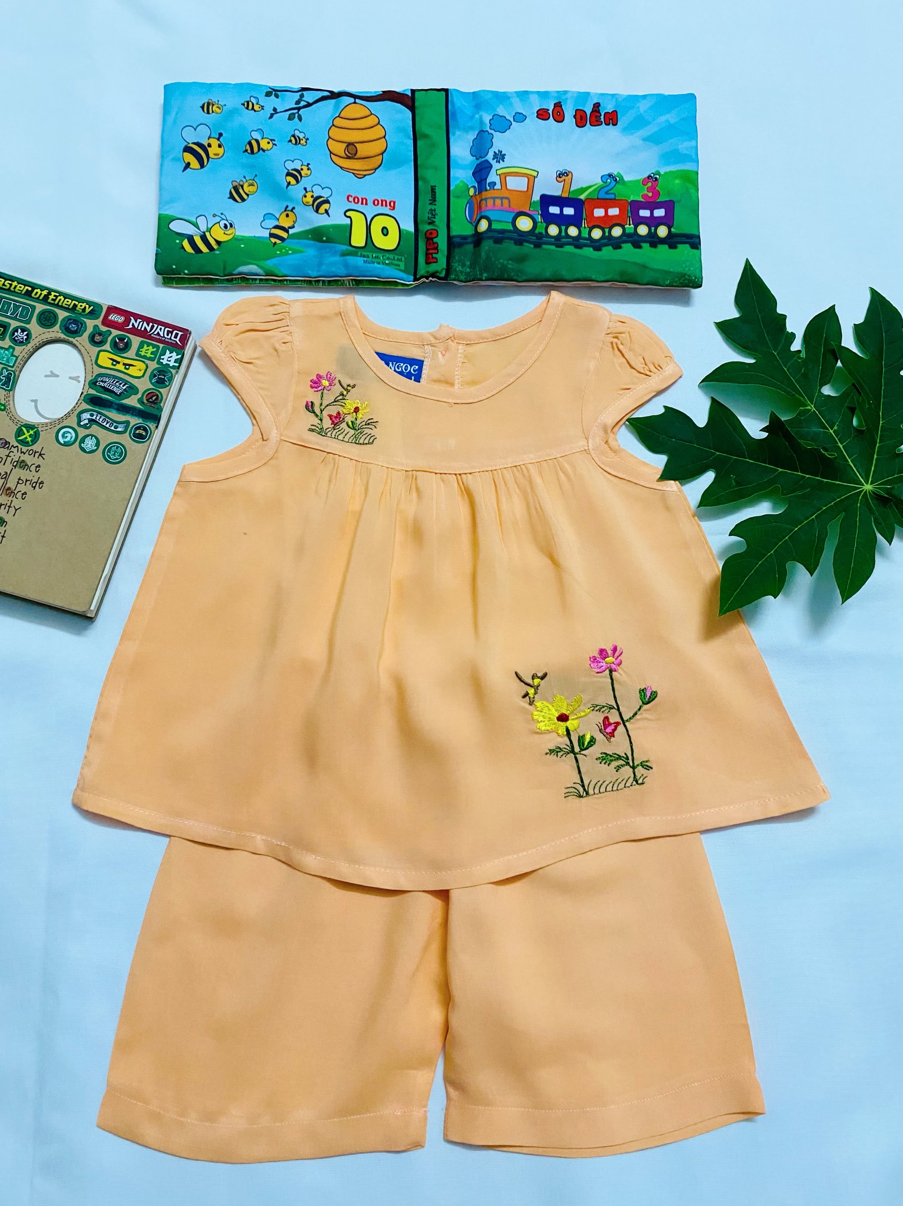 [HCM]Bộ lanh/tone/tole thêu quần lững Bảo Ngọc nhiều màu bé gái 7-40kg vải Việt Thắng hàng cao cấp