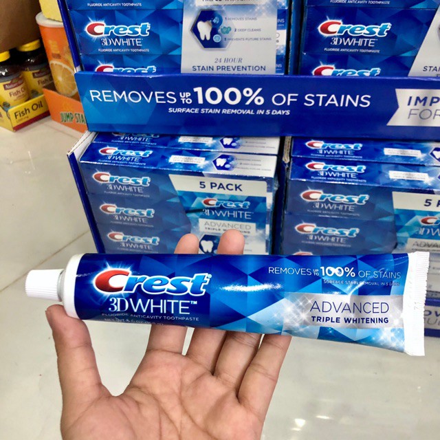 [HCM][HOT]KEM ĐÁNH RĂNG CREST 3D WHITE ADVANCED TRẮNG RĂNG VƯỢT TRỘI 158Gr - MỸ
