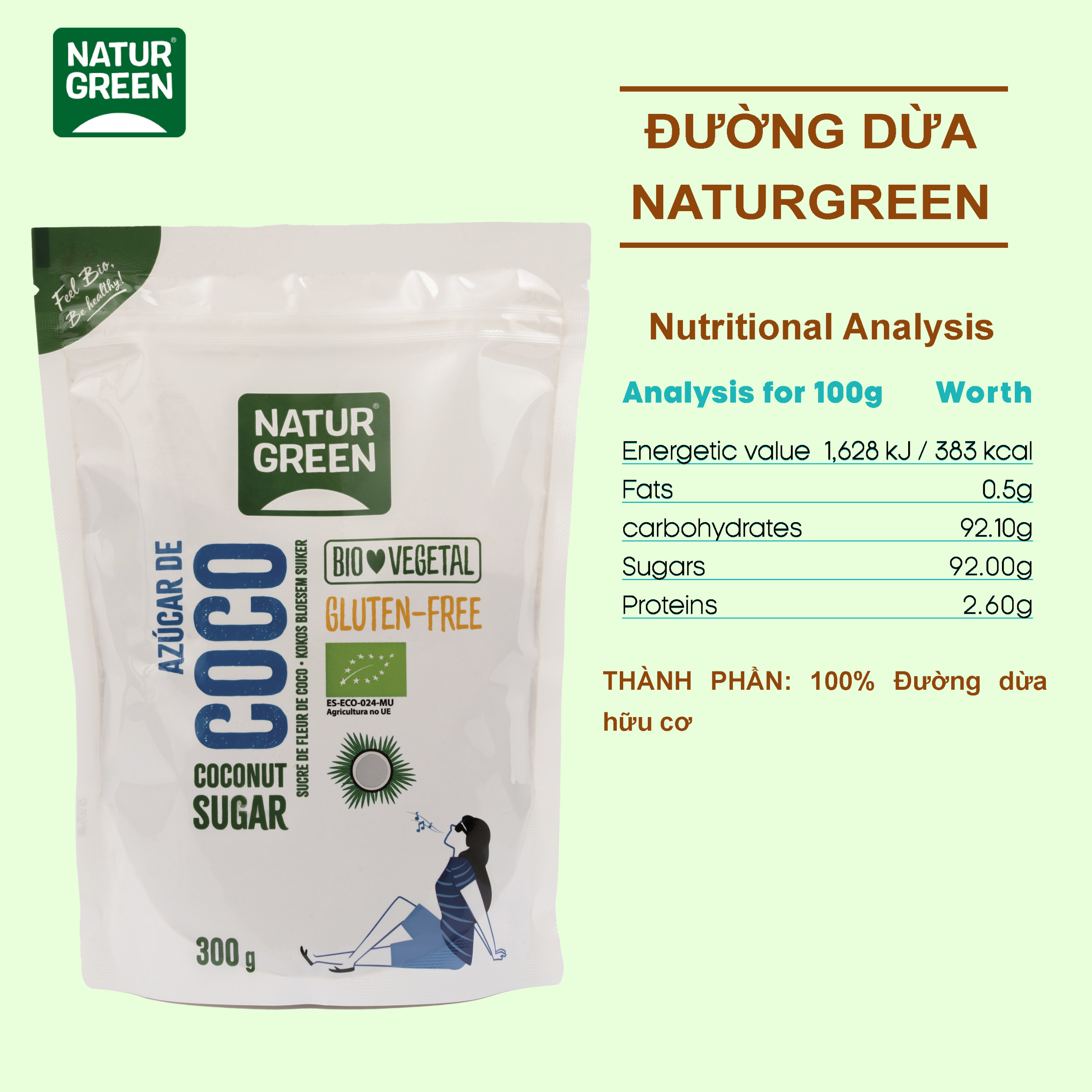 Đường Dừa Hữu Cơ NaturGreen (300g)