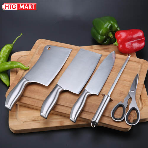 [SIÊU GIẢM GIÁ] Bộ 5 dao kéo Japan có chữ cao cấp. Bộ dao làm bếp inox 5 món đúc nguyên khối hàng cao cấp