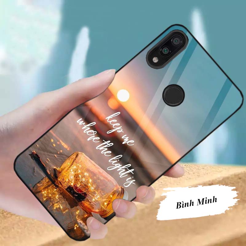 Ốp Xiaomi Redmi 7, Note 7, Note 7 Pro Lưng Kính Cường Lực Sáng Bóng