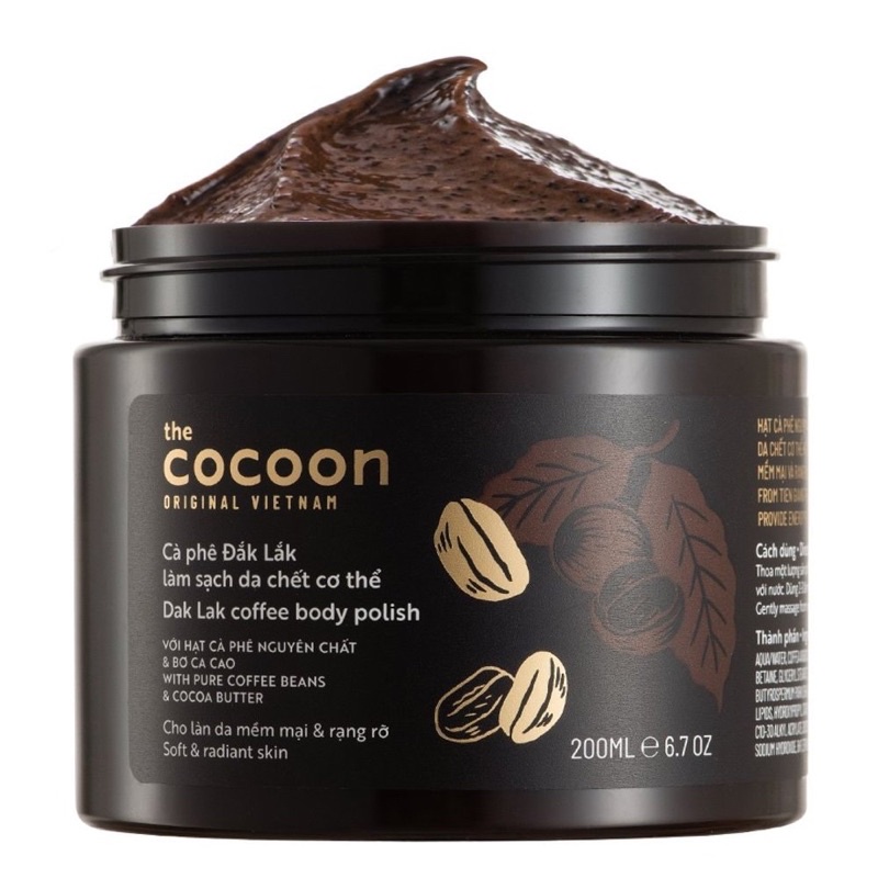 Tẩy Da Chết Cơ Thể THE COCOON Cà Phê Đắk Lắk 200ml (chính hãng)