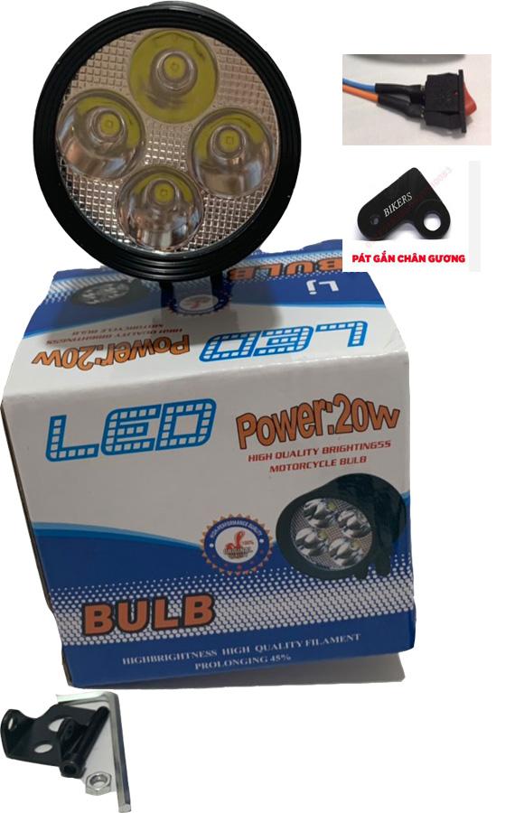 đèn trợ sáng l4 ngắn - (khuyến mại công tắc + pát chân gương)