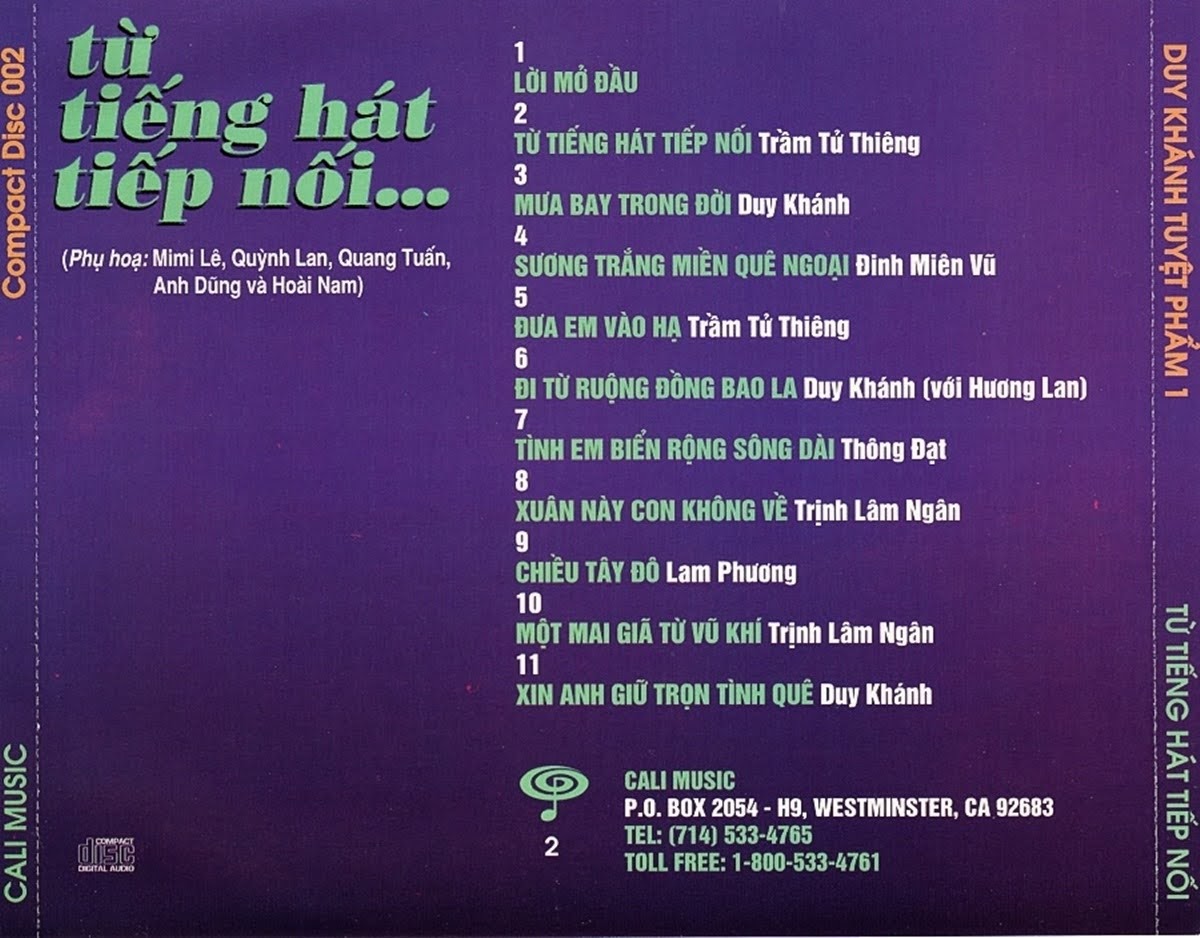 [MDX] ĐĨA CD TỪ TIẾNG HÁT TIẾP NỐI - DUY KHÁNH - CD NHẠC VÀNG