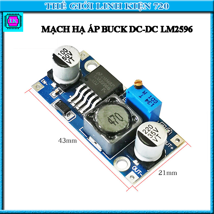 Mạch hạ áp Buck DC-DC LM2596 3A ( Vào 4-35VDC - Ra 1-30VDC )